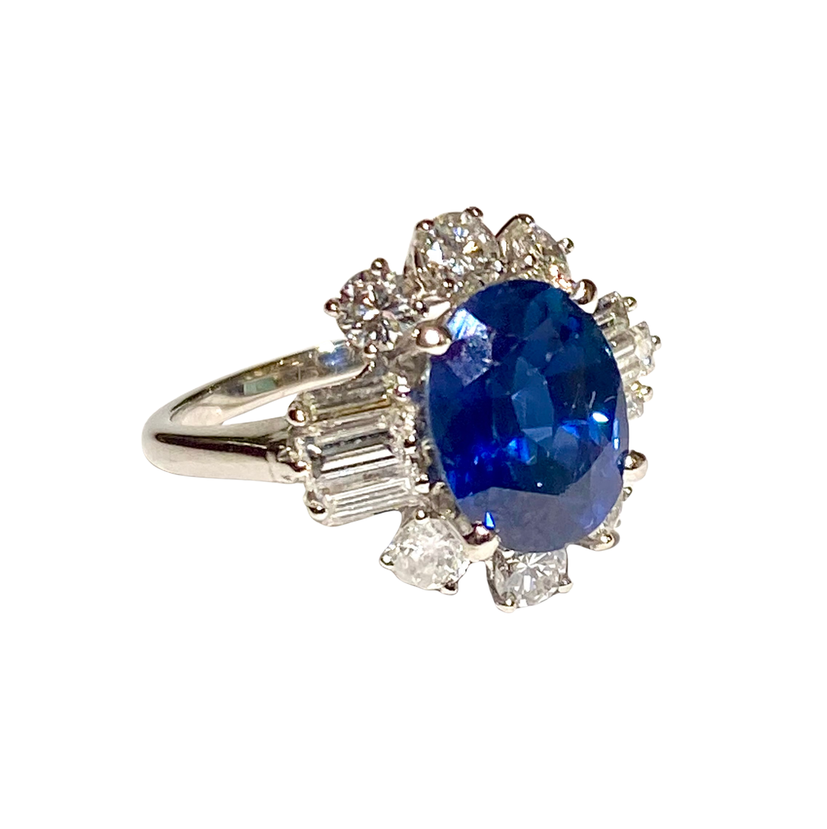 9ct White Gold Sapphire and Diamond Ring