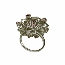Sterling Silver Pink Tourmaline and Diamond Floral Dress Ring