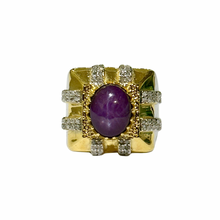Sterling Silver Star Purple Sapphire and Diamond Ring