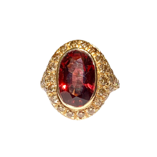 9ct Yellow Gold Red Spinel and Champagne Diamond Dress Ring