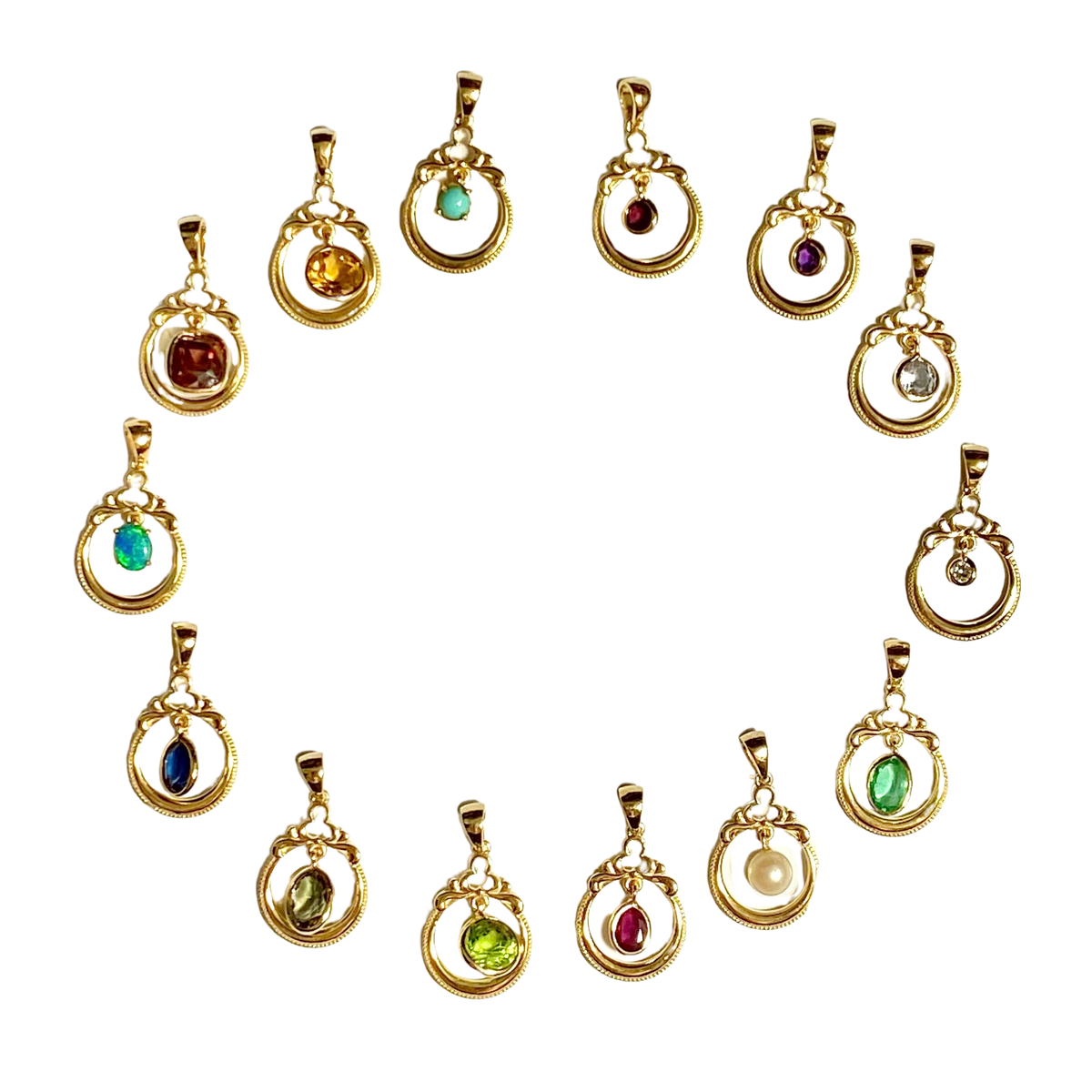 9ct Yellow Gold Opal Birthstone Pendant