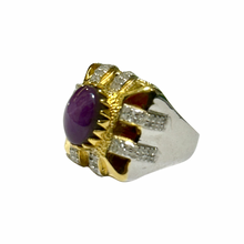 Sterling Silver Star Purple Sapphire and Diamond Ring