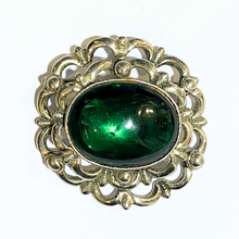Vintage Green Glass Brooch