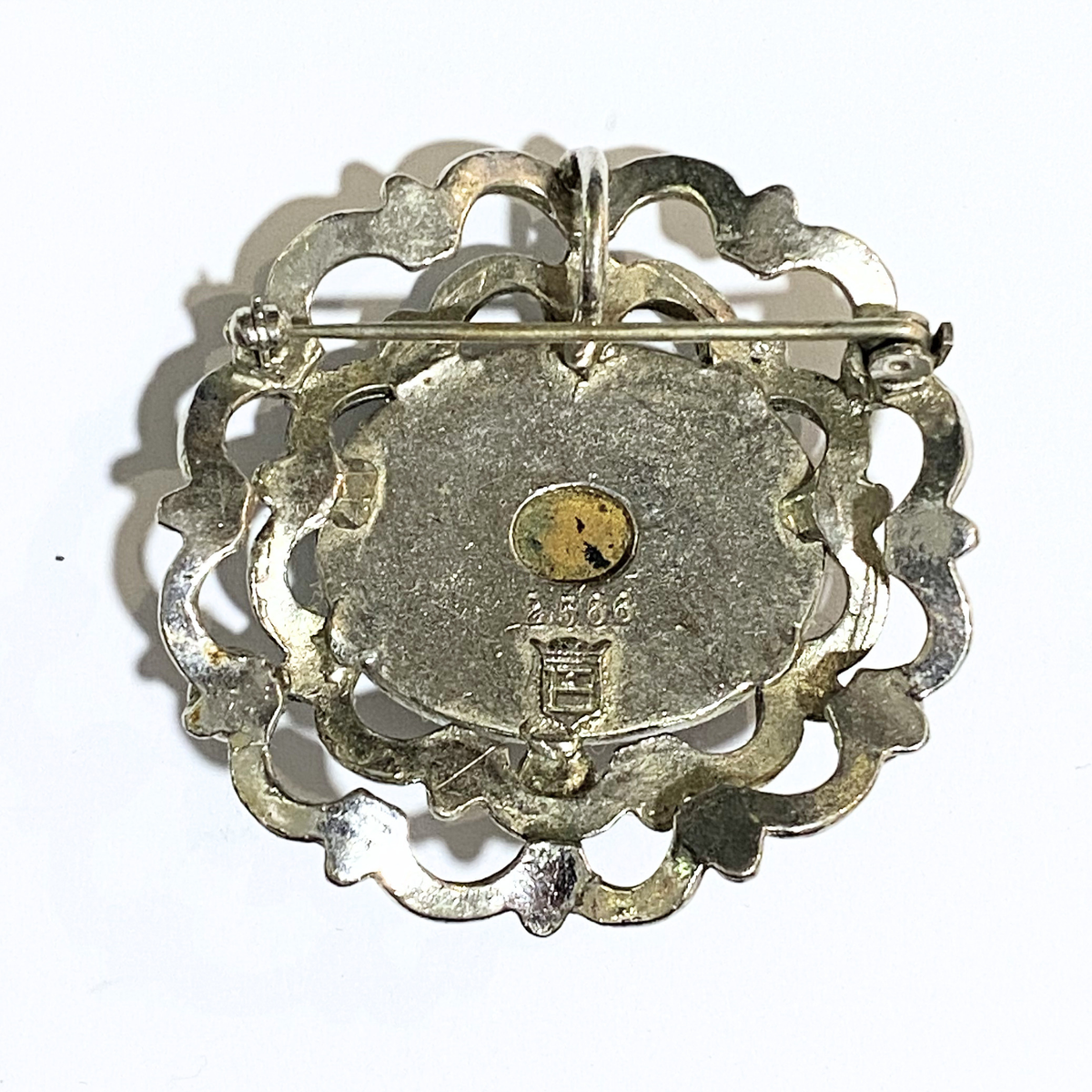Vintage Green Glass Brooch