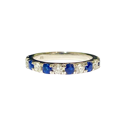 9ct White Gold Sapphire and Diamond Band
