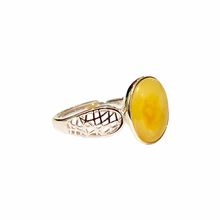 Sterling Silver Butterscotch Amber Mesh Ring