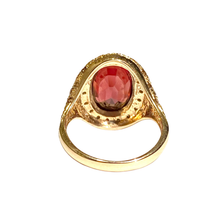 9ct Yellow Gold Red Spinel and Champagne Diamond Dress Ring