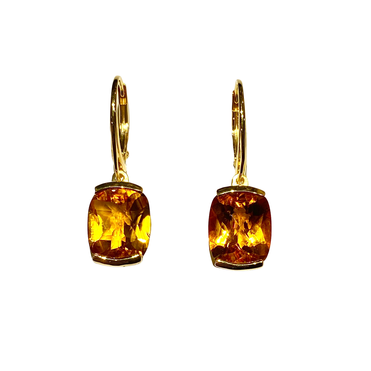 Sterling Silver Gold Plate Half Bezel Set Citrine Earrings