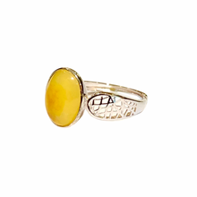 Sterling Silver Butterscotch Amber Mesh Ring