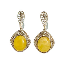 Sterling Silver Butterscotch Amber Mesh Earrings