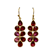 Sterling Silver Gold Plate Garnet Cluster Earrings