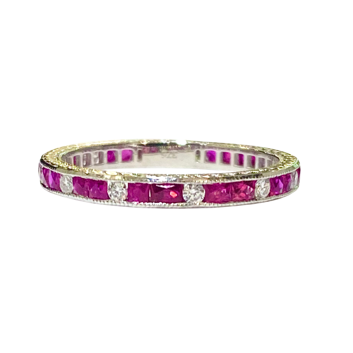 9ct White Gold Ruby and Diamond Eternity Band