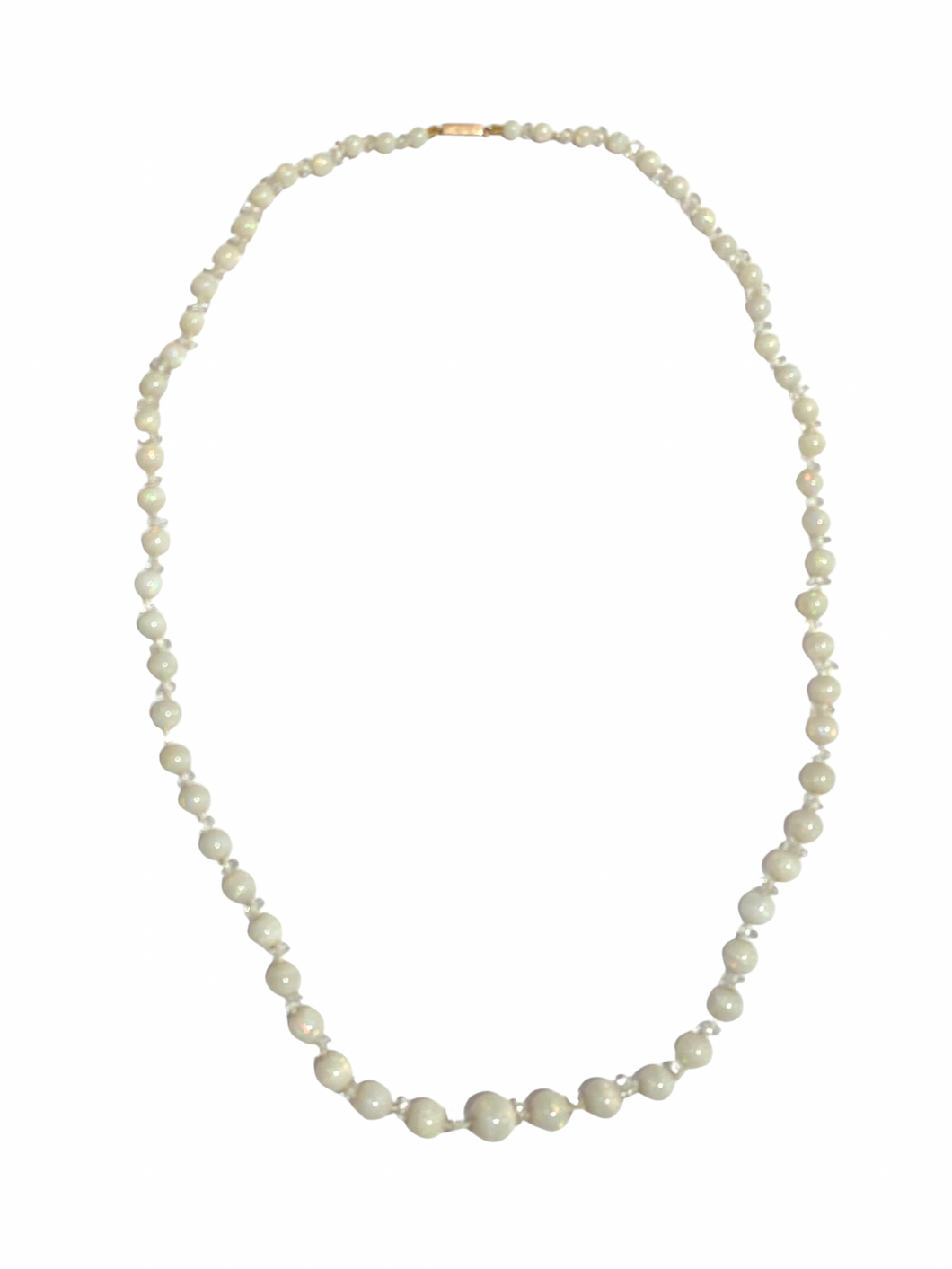 Antique Victorian Australian white Opal and Crystal Necklace