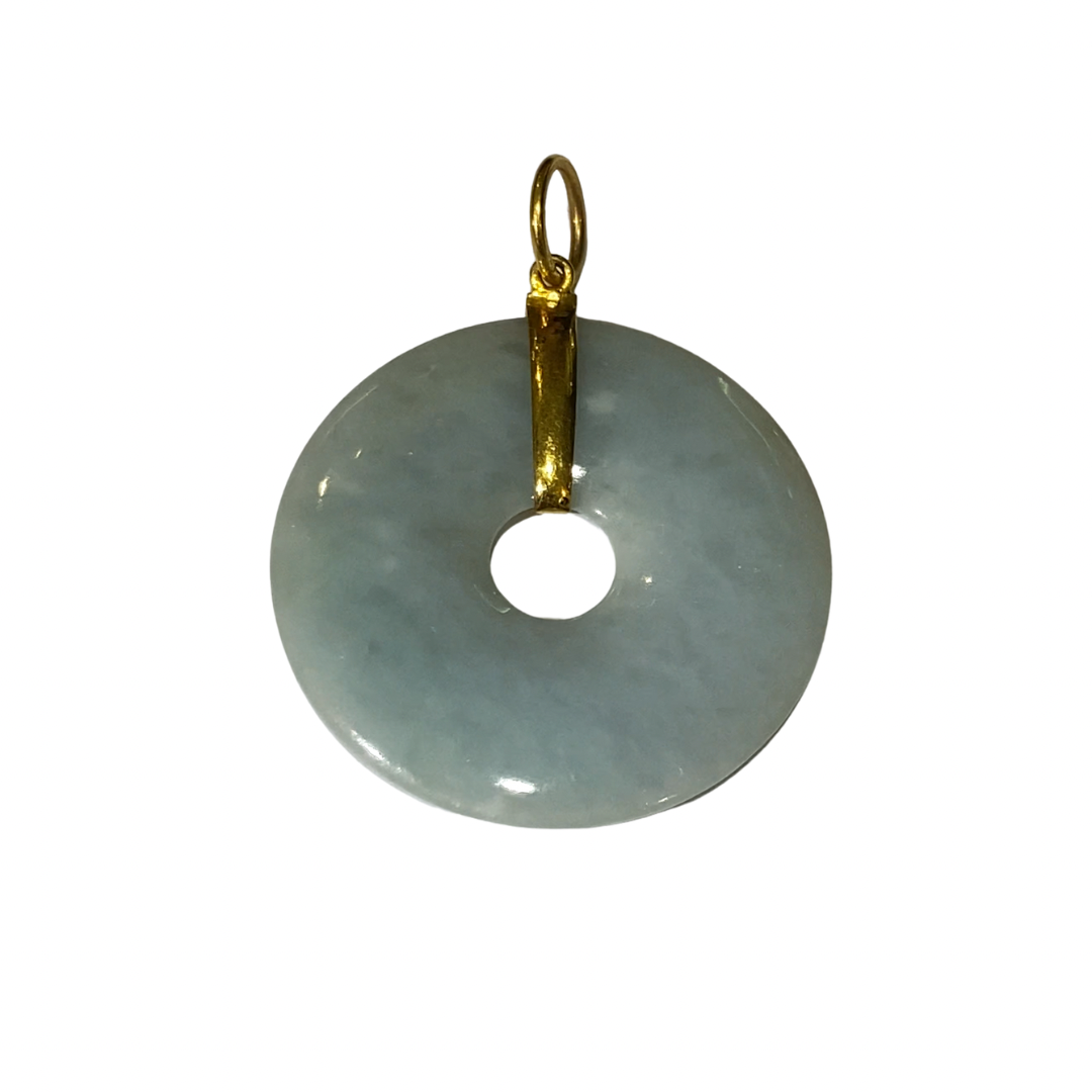 18ct Yellow Gold Jadeite Big Disc Pendant