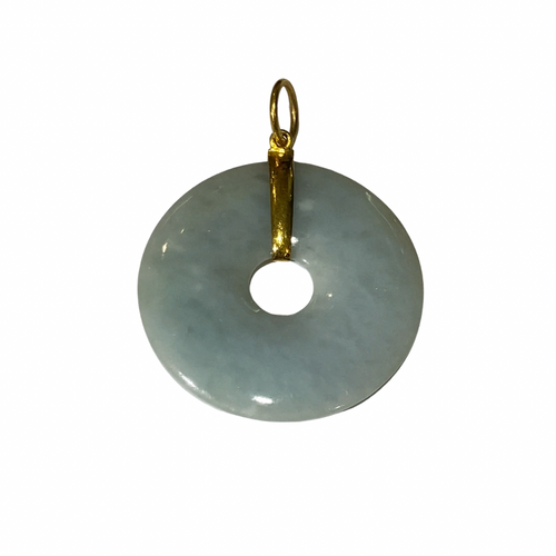 18ct Yellow Gold Jadeite Big Disc Pendant