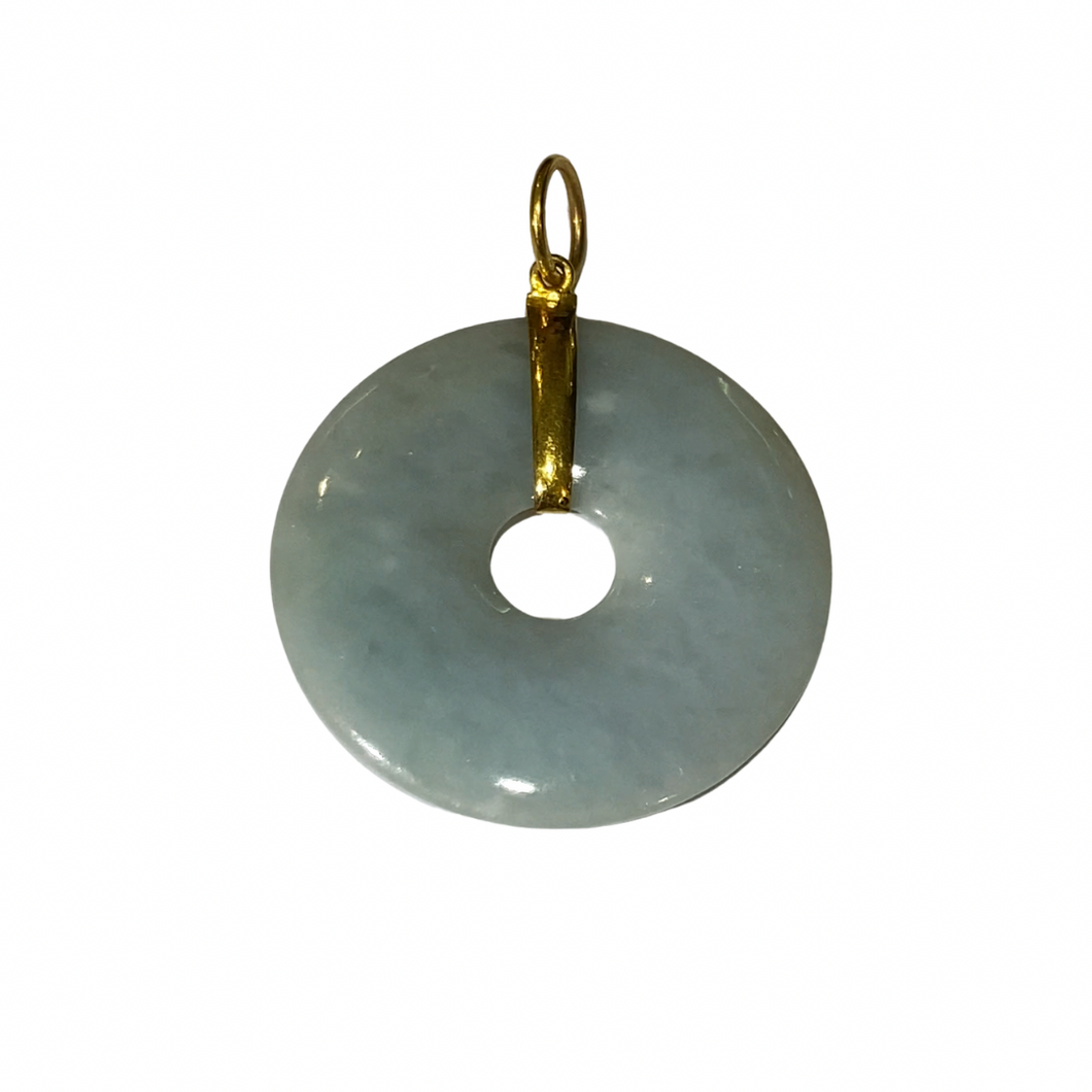 18ct Yellow Gold Jadeite Big Disc Pendant