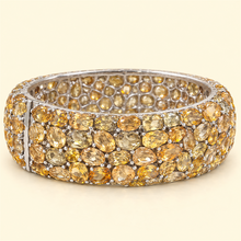 Sterling Silver Natural Yellow Topaz Hinged Bangle