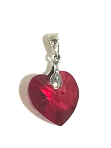 Sterling Silver Swarovski Ruby Red Crystal Pendant