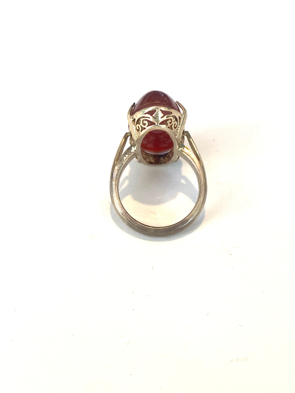 Sterling Silver Long Carnelian Ring