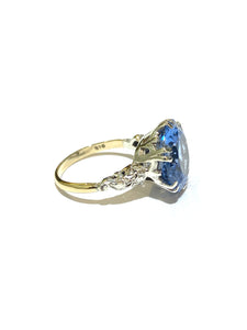 9ct White and Yellow Gold 10.17ct Created Blue Spinel Cocktail Ring