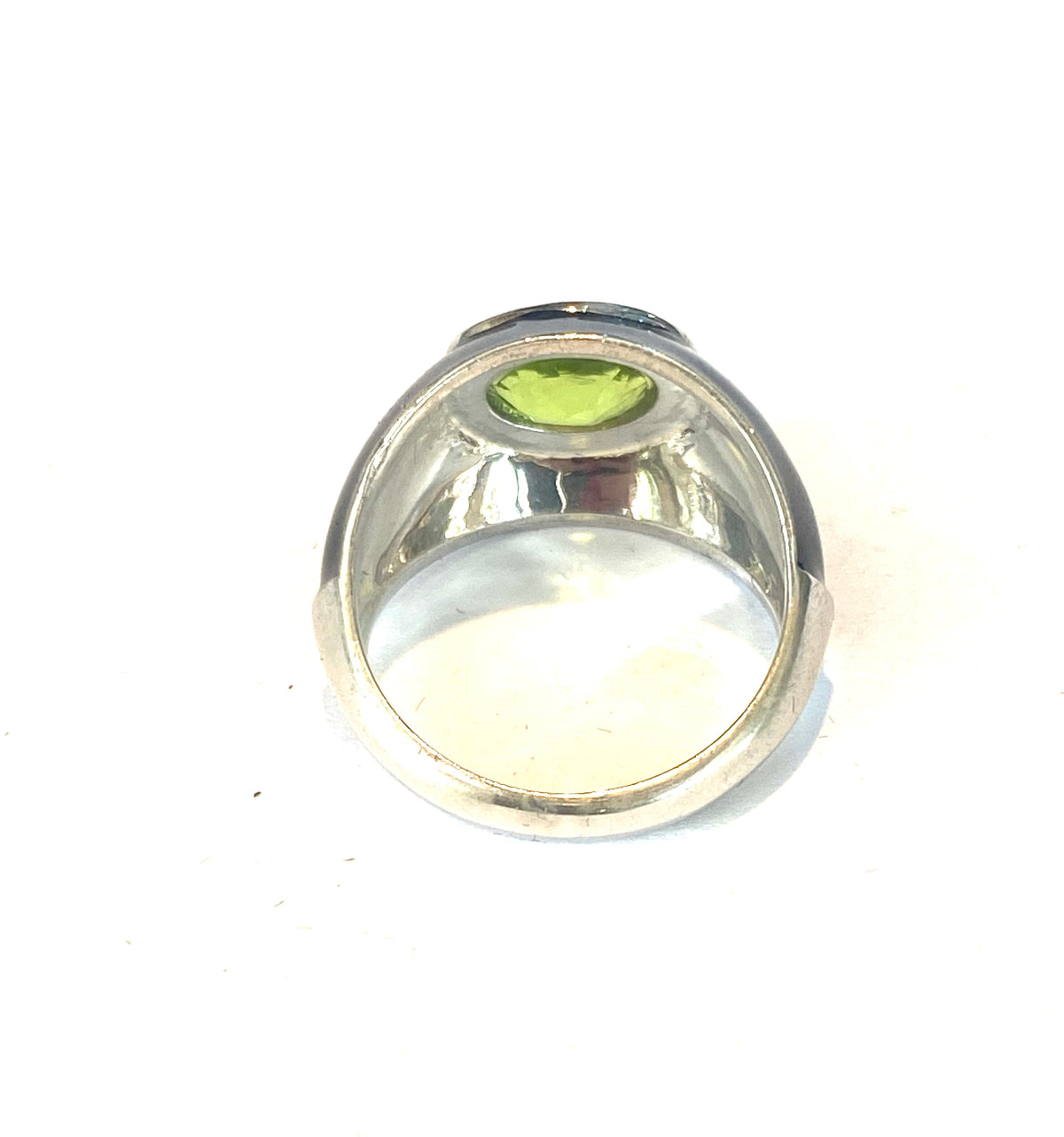 Sterling Silver Black Enamel and Peridot Ring