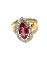 9ct Gold Pink Tourmaline and Diamond Marquis Ring