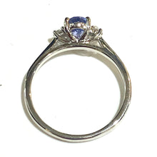 9ct White Gold Ceylon Sapphire and Diamond Solitaire Ring
