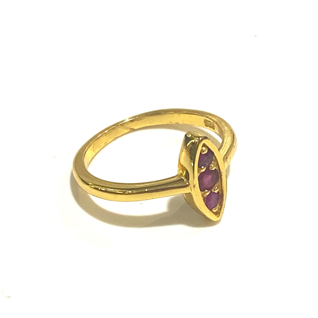 Ruby Brass Gold Plate Ring