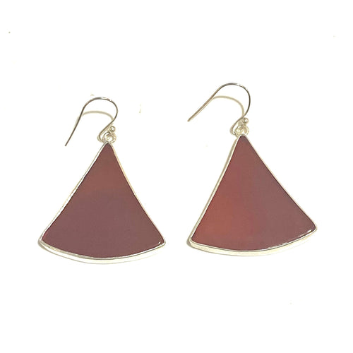 Sterling Silver Carnelian Triangle Earrings