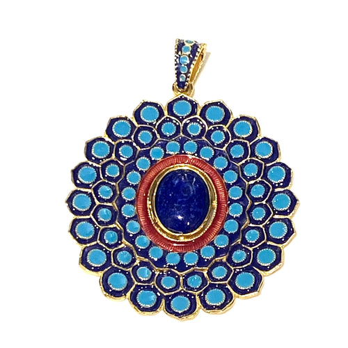 Gemstone and Enamel Pendant