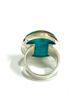 Circle Turquoise Cabochon Sterling Silver Cocktail Ring