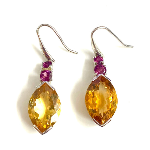 Sterling Silver Citrine and Tourmaline Earrings