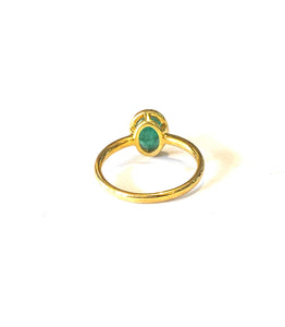 Sterling Silver Gold Plate Oval Emerald Ring