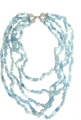 Graduated Five Strand Aquamarine Necklace