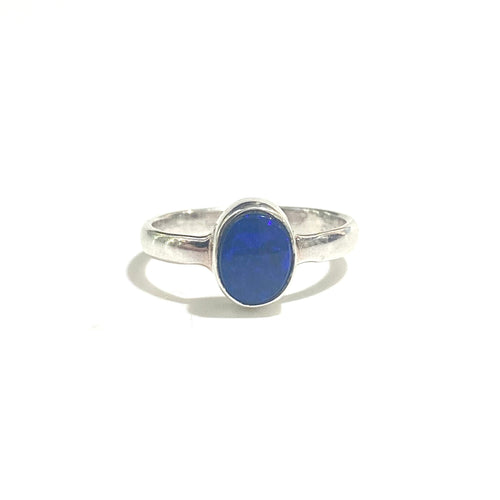 Sterling Silver Black Opal Ring