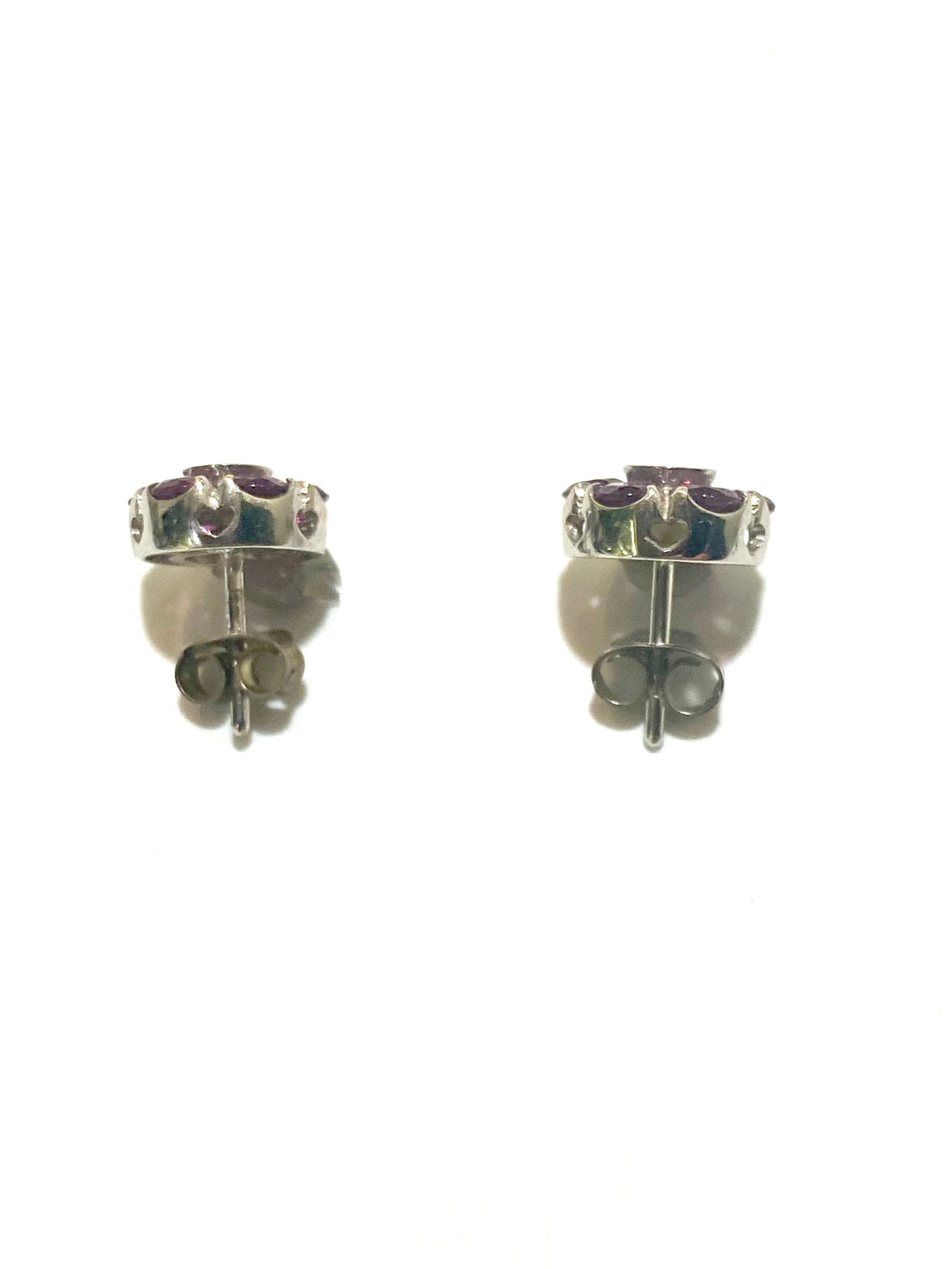 9ct White Gold Garnet and Tourmaline Flower Stud Earrings