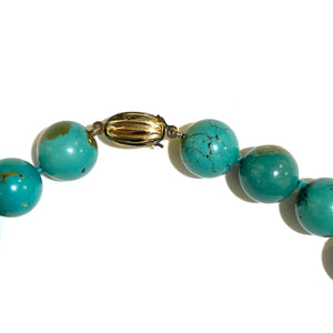 Sterling Silver Natural Turquoise Round Beaded Necklace