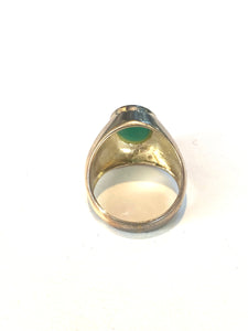 Sterling Silver Green Onyx Ring with Thick Band
