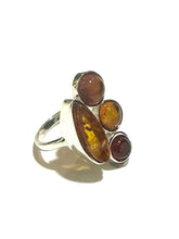 Sterling Silver Asymmetrical Honey Amber Ring