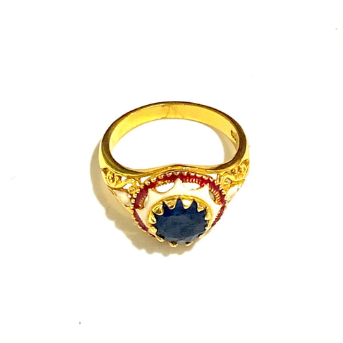 Brass Enamel and Gemstone Ring