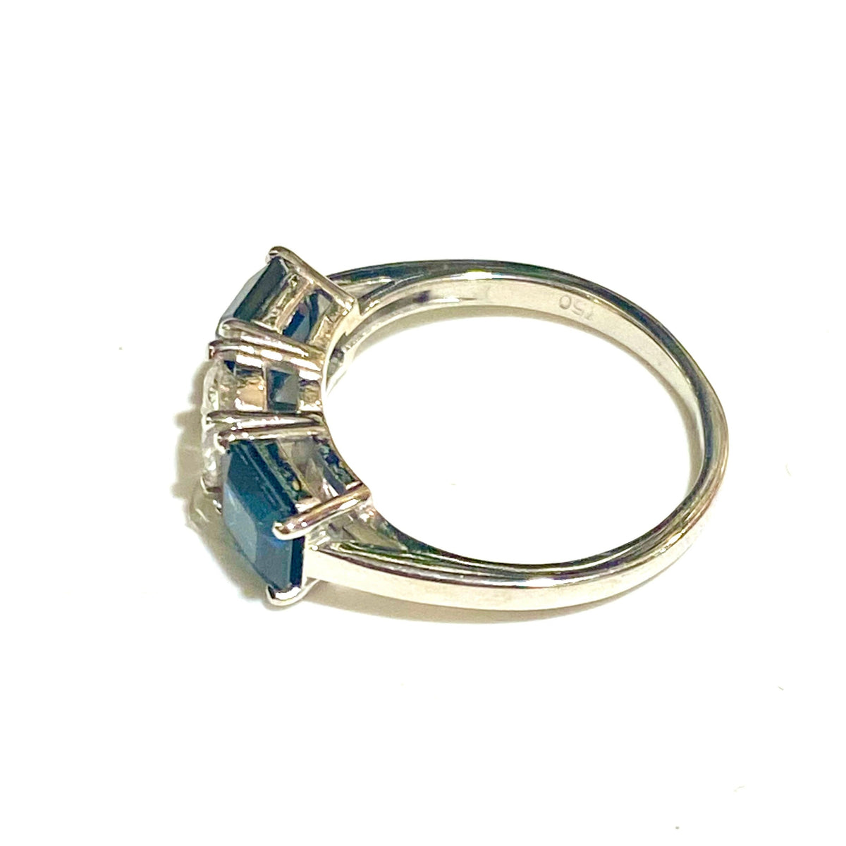 18ct White Gold Diamond and Sapphire Trilogy Ring