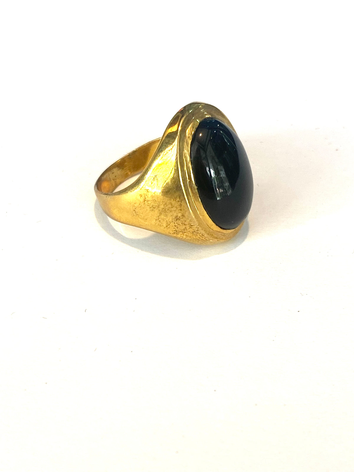 Sterling Silver Gold Plate Black Onyx Ring