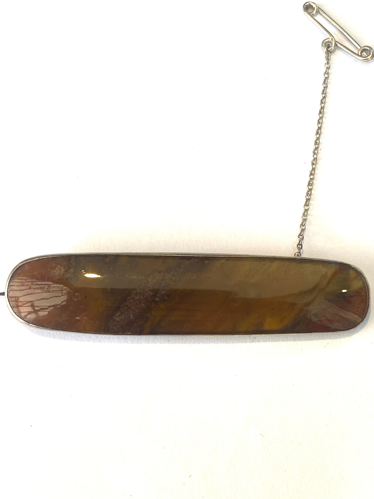 Sterling Silver Agate Brooch