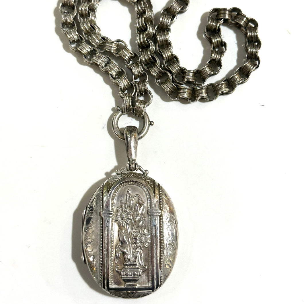 Antique Sterling Silver Chain and Locket