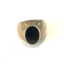 Sterling Silver Round Black Onyx Ring with Thick Band