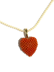 Woven Momo Coral Heart Enhancer Pendant