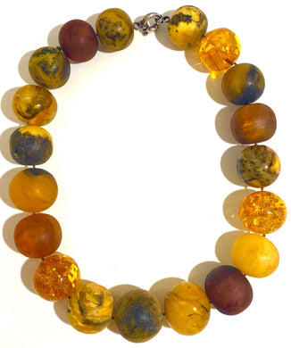 Large Round Baltic Amber Beaded Necklace