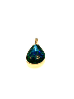 9ct Gold Large Black Opal Pendant