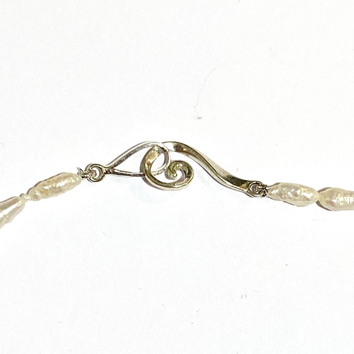 Natural Rice Pearl Strand Necklace with Sterling Silver Clasp