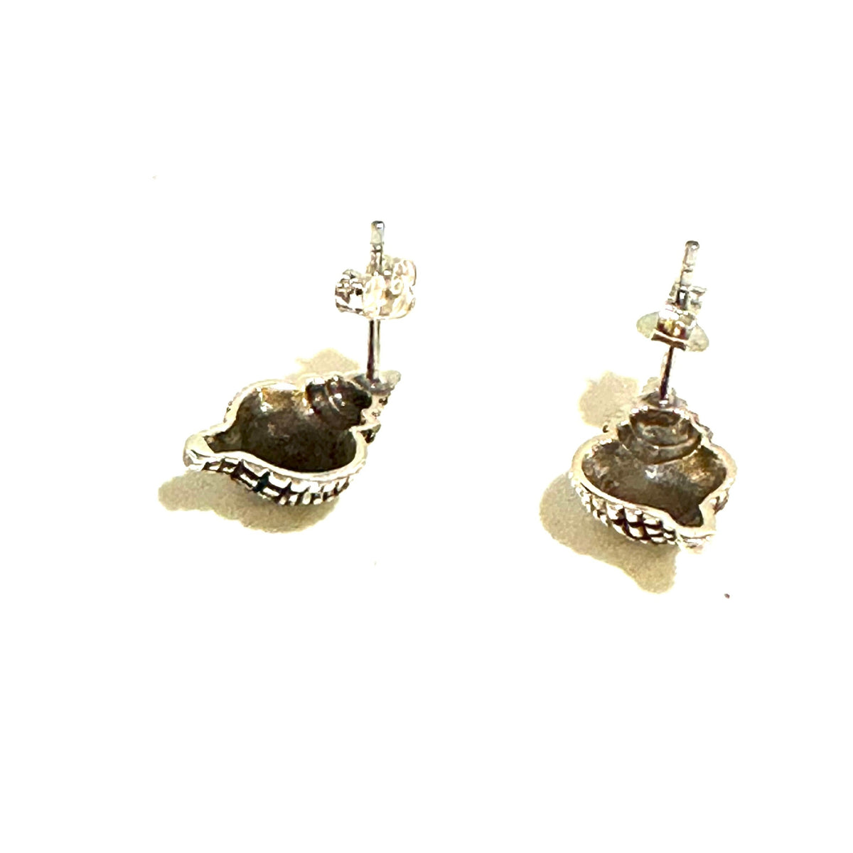 Delightful Sterling Silver Conch Shell Stud Earrings